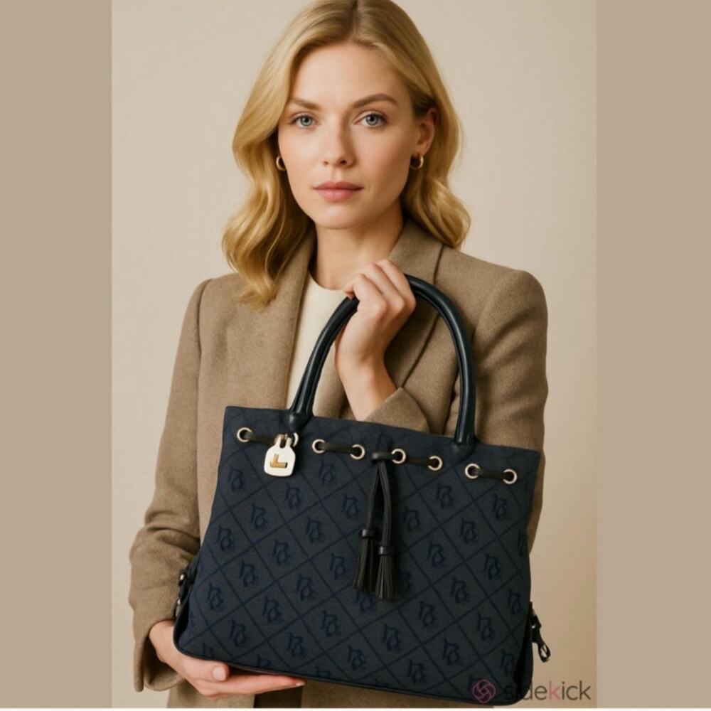 Vintage Dooney&Bourke blk/gray signature shoulder bag old money charm heritage